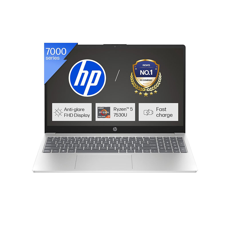 Picture of HP 15 - AMD Ryzen 5-7530U 15.6" (39.6 cm) 15-fc0388AU Thin & Light Laptop (8GB/ 512GB SSD/ Full HD Display/ AMD Radeon Graphics/ Backlit Keyboard/ Mic Mute key/ Camera Privacy Shutter/ Windows 11 Home/ MS Office/ Natural silver/ 1 Year Warranty/  1.59 kg)